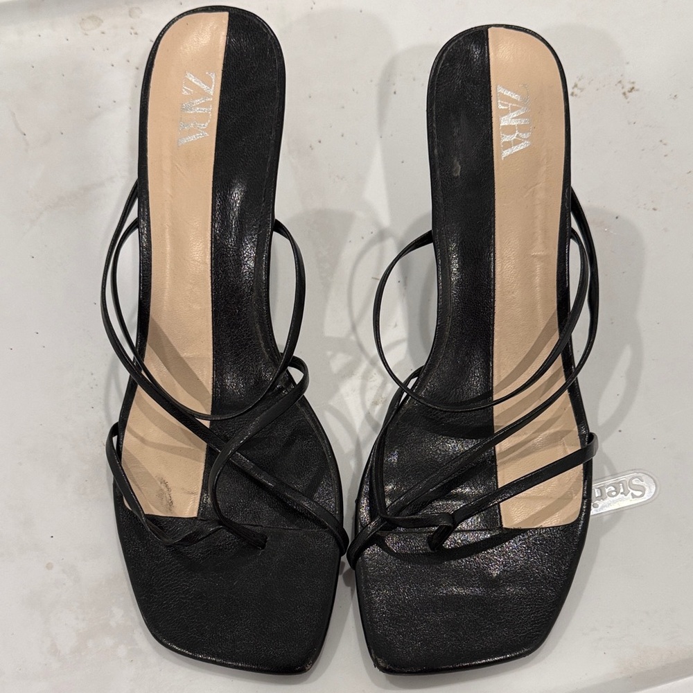 Zara Elegant Black Strappy Heels